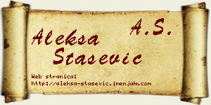 Aleksa Stašević vizit kartica